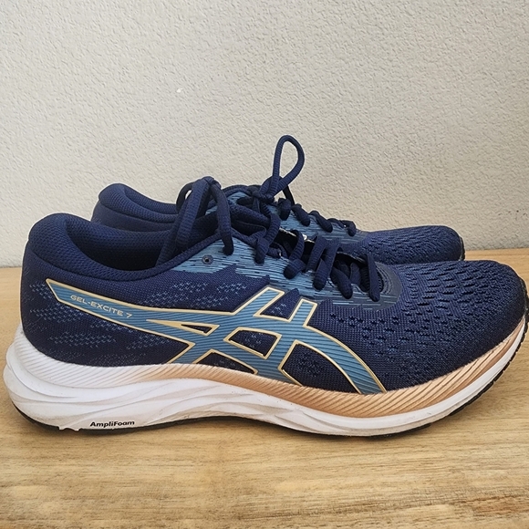 Asics Womens Gel Excite 7 Running Shoes Sneakers Low Top Navy Blue Size 9.5 - Picture 1 of 12